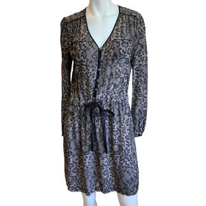 Rebecca Taylor Black Lace Look Silk Long Sleeve Dress sz 4